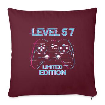 Birthday Level 57 Gaming Limited Edition Gamer - Sofa pillowcase 17,3'' x 17,3'' (45 x 45 cm) - burgundy - Front