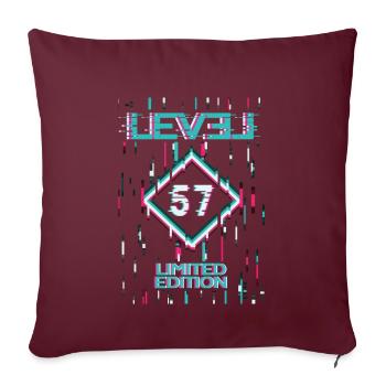 Birthday Level 57 Gaming Limited Edition Gamer - Sofa pillowcase 17,3'' x 17,3'' (45 x 45 cm) - burgundy - Front