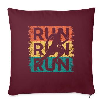 Papa court à pied aime courir un coureur de marathon cool - Housse de coussin décorative 45 x 45 cm - bordeaux - Devant
