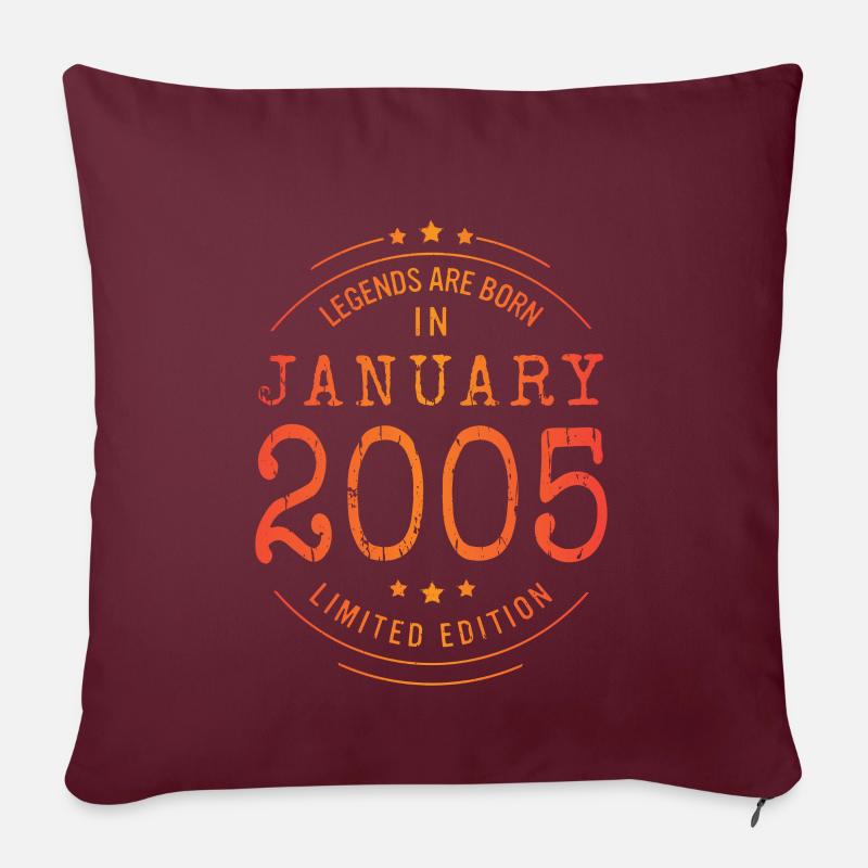 Geburtstag Januar 2005 Limited Edition Vintage - Sofakissenbezug 45 x 45 cm - Burgunderrot