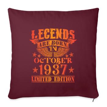 Birthday October 1937 Limited Edition Vintage - Sofa pillowcase 17,3'' x 17,3'' (45 x 45 cm) - burgundy - Front