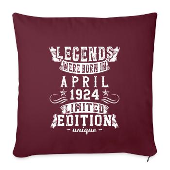 Anniversaire Avril 1924 Edition Limitée Millésime - Housse de coussin décorative 45 x 45 cm - bordeaux - Devant