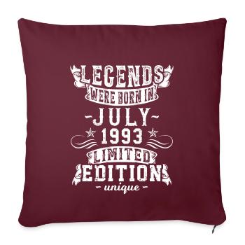 Anniversaire Juillet 1993 année Edition Limitée Millésime - Housse de coussin décorative 45 x 45 cm - bordeaux - Devant