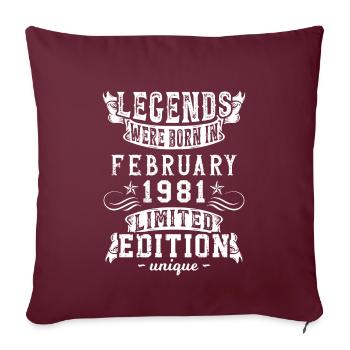 Anniversaire Février 1981 année Edition Limitée - Housse de coussin décorative 45 x 45 cm - bordeaux - Devant