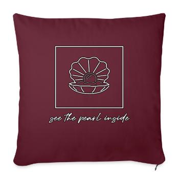 coquillage perle fille coquillage lac le pearl inside - Housse de coussin décorative 45 x 45 cm - bordeaux - Devant