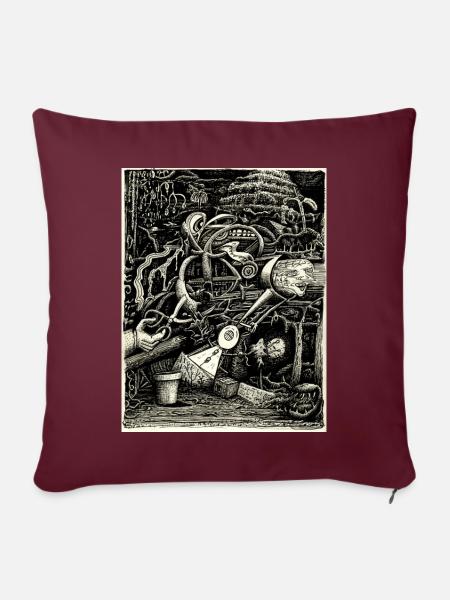 Garden of madness - Sofa pillowcase 17,3'' x 17,3'' (45 x 45 cm) - burgundy