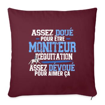 Equitation Cheval Cavalier Sport équestre Humour - Housse de coussin décorative 45 x 45 cm - bordeaux - Devant