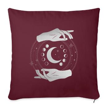 Phases lunaires avec des mains d’argent, magie spirituelle - Housse de coussin décorative 45 x 45 cm - bordeaux - Devant