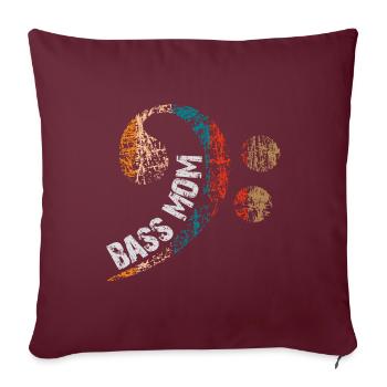 Maman joue de la basse avec une clef de basse vintage - Housse de coussin décorative 45 x 45 cm - bordeaux - Devant