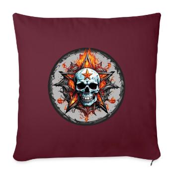 Flammes de crâne et de pentagramme en cercle - Housse de coussin décorative 45 x 45 cm - bordeaux - Devant