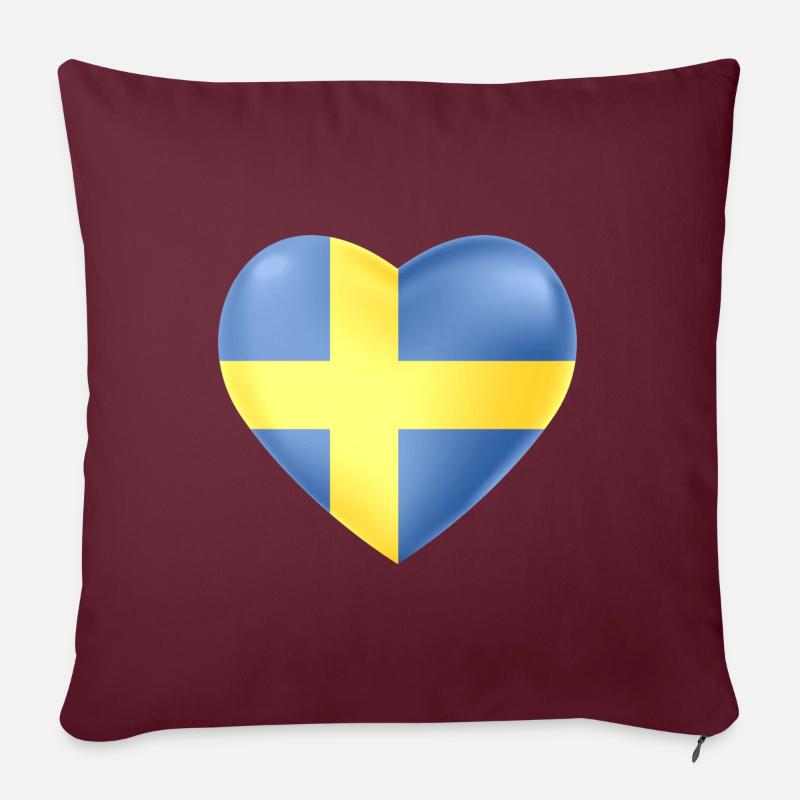 Sveriges Herz - Sofakissenbezug 45 x 45 cm - Burgunderrot
