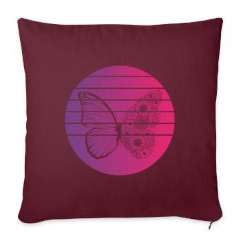 Papillon Retro Style Vintage - Housse de coussin décorative 45 x 45 cm - bordeaux - Devant