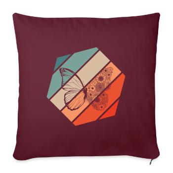Papillon Retro Style Vintage - Housse de coussin décorative 45 x 45 cm - bordeaux - Devant