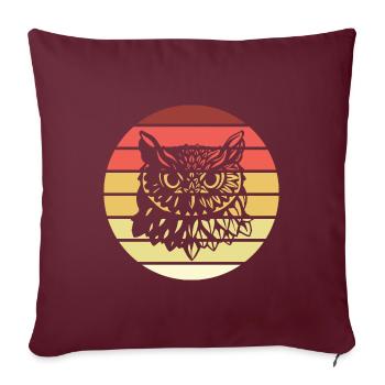 Eule Retro Style Vintage - Sofakissenbezug 45 x 45 cm - Burgunderrot - Vorne