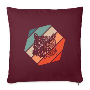 Eule Retro Style Vintage - Sofakissenbezug 45 x 45 cm - Burgunderrot - Vorne