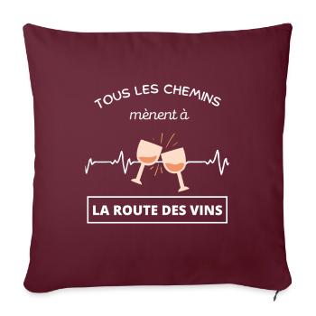 Route des vins d'Alsace - Housse de coussin décorative 45 x 45 cm - bordeaux - Devant