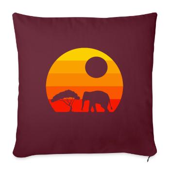 Afrika Tierliebhaber Savanne Baum Retro Elefant - Sofakissenbezug 45 x 45 cm - Burgunderrot - Vorne