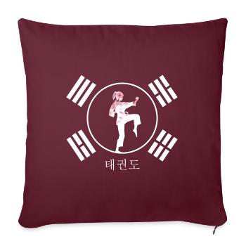 Taekwondo Arts Martiaux Tous Combat Sport de Contact TKD - Housse de coussin décorative 45 x 45 cm - bordeaux - Devant