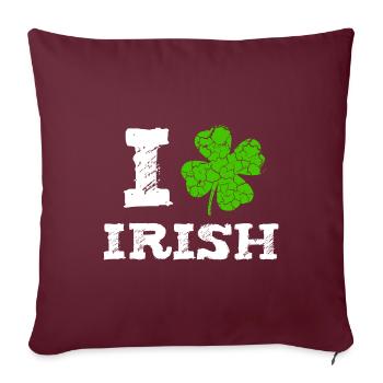 J'adore le trèfle Day cadeau irlandais Saint-Patrick - Housse de coussin décorative 45 x 45 cm - bordeaux - Devant