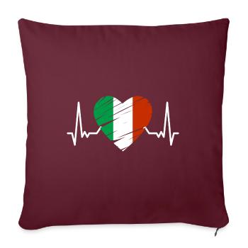 Drapeau de l’Italie Heartbeat Coeur du drapeau italien - Housse de coussin décorative 45 x 45 cm - bordeaux - Devant