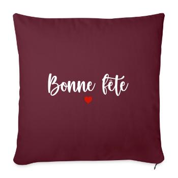 Bonne fête. Joyeuse fête - Housse de coussin décorative 45 x 45 cm - bordeaux - Devant