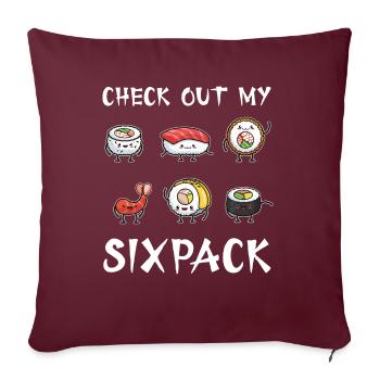 Sushi amusant Check Out My SIXpack Kawaii Japon - Housse de coussin décorative 45 x 45 cm - bordeaux - Devant