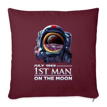 Astronaute 1969 premier homme sur la lune - DK Studio - Housse de coussin décorative 45 x 45 cm - bordeaux - Devant