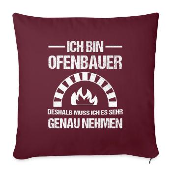 Ofenbauer Ofen Kamin Geschenk - Sofakissenbezug 45 x 45 cm - Burgunderrot - Vorne