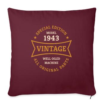 Vintage 80. Geburtstag Jahrgang 1943 Geschenkidee - Sofakissenbezug 45 x 45 cm - Burgunderrot - Vorne