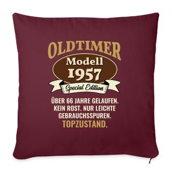 66 ans modèle de voiture classique 1957 66e anniversaire - Housse de coussin décorative 45 x 45 cm - bordeaux - Devant
