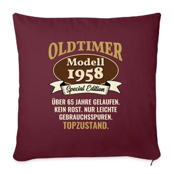 65 ans modèle de voiture classique 1958 65e anniversaire - Housse de coussin décorative 45 x 45 cm - bordeaux - Devant