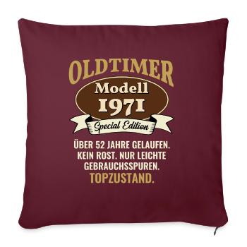 52 ans modèle de voiture classique 1971 52e anniversaire - Housse de coussin décorative 45 x 45 cm - bordeaux - Devant