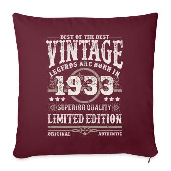 Les légendes sont nées en 1933 - Housse de coussin décorative 45 x 45 cm - bordeaux - Devant