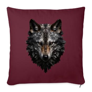 Portrait de loup - Housse de coussin décorative 45 x 45 cm - bordeaux - Devant