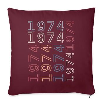 Né en 1974 Cadeau Anniversaire 1974 Retro 1974 - Housse de coussin décorative 45 x 45 cm - bordeaux - Devant