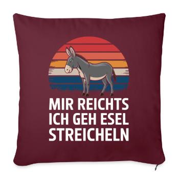 Âne âne mulet Muli - Housse de coussin décorative 45 x 45 cm - bordeaux - Devant