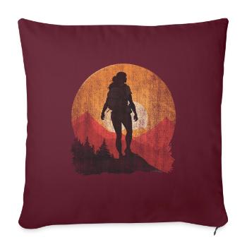 Randonnée Silhouette Femme Femme - Housse de coussin décorative 45 x 45 cm - bordeaux - Devant