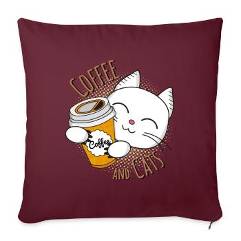 Coffee and cats, coffee and cats, coffee, cat - Sofa pillowcase 17,3'' x 17,3'' (45 x 45 cm) - burgundy - Front