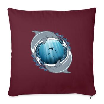 dauphins - Housse de coussin décorative 45 x 45 cm - bordeaux - Devant