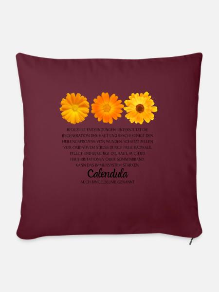 Ringelblumen Design - Sofakissenbezug 45 x 45 cm - Burgunderrot