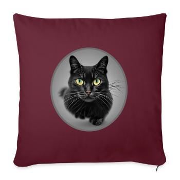 Superbe Chat Noir en train de Courir - Housse de coussin décorative 45 x 45 cm - bordeaux - Devant
