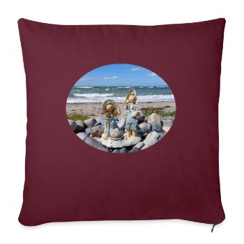 Spielende Kinder am Strand - Sofakissenbezug 45 x 45 cm - Burgunderrot - Vorne