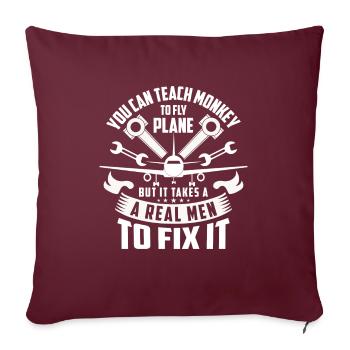 Teach monkey to fly plane real men fix it - Housse de coussin décorative 45 x 45 cm - bordeaux - Devant