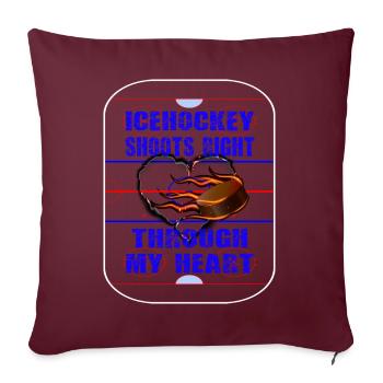 Eishockey mit Herz | Hobby, Sport, Leidenschaft - Sofakissenbezug 45 x 45 cm - Burgunderrot - Vorne