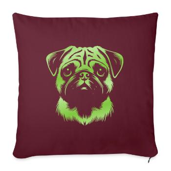 Carlin, Tête De Chien, Dessin Vert - Housse de coussin décorative 45 x 45 cm - bordeaux - Devant