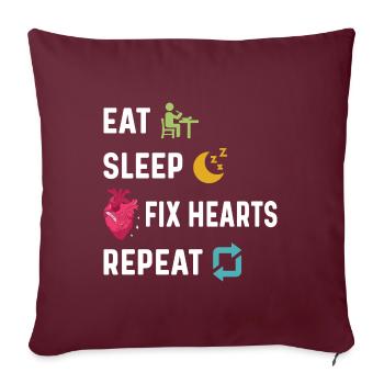 Manger dormir Fixer les cœurs Repeart Cardiologie drôle - Housse de coussin décorative 45 x 45 cm - bordeaux - Devant