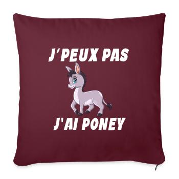 Poney - Cheval - Poney club - Housse de coussin décorative 45 x 45 cm - bordeaux - Devant
