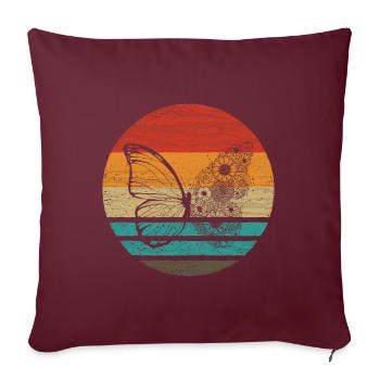 Papillon Retro Style Vintage - Housse de coussin décorative 45 x 45 cm - bordeaux - Devant