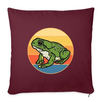 Grenouille mignonne Vintage rétro coucher de soleil amoureux des animaux - Housse de coussin décorative 45 x 45 cm - bordeaux - Devant