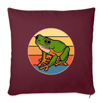 Grenouille mignonne Vintage rétro coucher de soleil amoureux des animaux - Housse de coussin décorative 45 x 45 cm - bordeaux - Devant